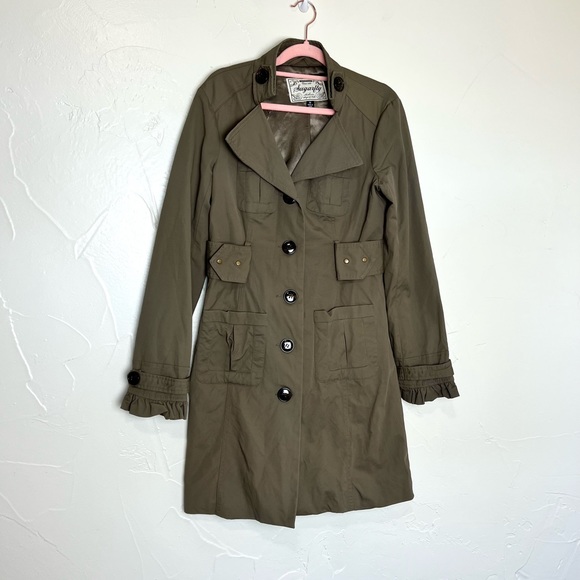 Women’s olive green tan Trench Coat - Picture 10 of 14